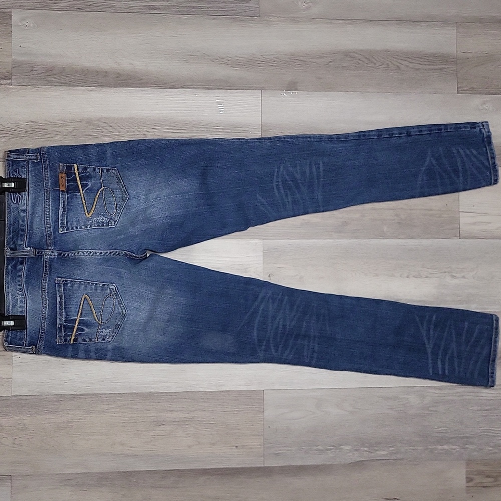 Seven7 Womens 29 Skinny Jeans Medium Wash Distressed Denim Blue Cotton Casual‎ - Picture 6 of 8